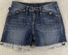 Rock Republic Medium Wash Raw Hem Cuffed Mid Rise Women s Jean Shorts Size 8
