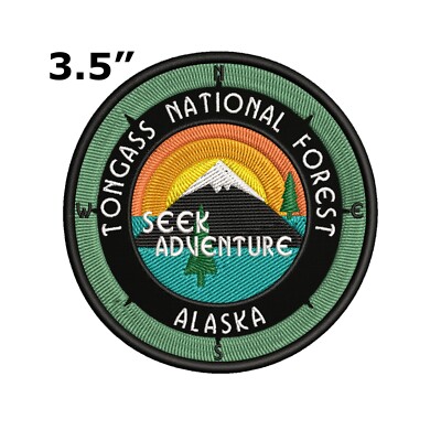 Tongass National Forest Patch Embroidered Iron-On Applique Nature Badge Souvenir