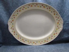 CO110 by Homer Laughlin Oval Serving Platter Coronet Pink Yellow & Blue Floral