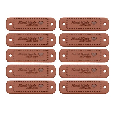30pcs PU Leather Label Handmade Tags for Crochet Handmade Sewing Label Brown
