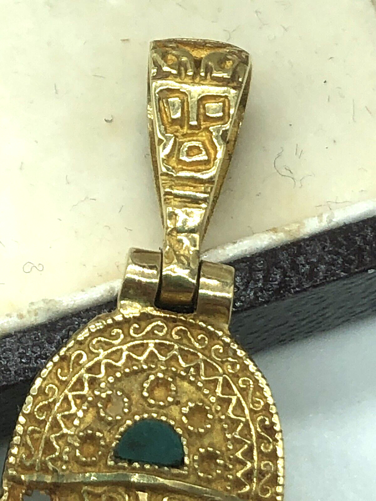 Peruvian Tumi 18k Solid Gold Green Malachite Inla… - image 8