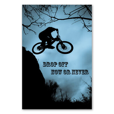 Postereck 0071 Poster Leinwand Now or Never, Drop Sport BMX Dirt Fahrrad Rad Fun