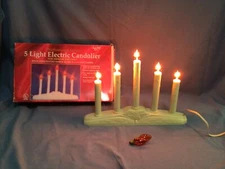 Vintage 5 Light Electric Candolier /Candelabra Window Candle Indoor Use