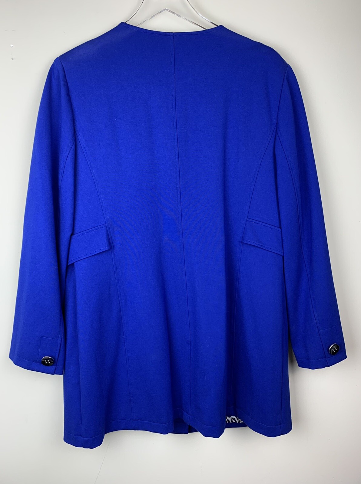 Chico’s 2 Blue Dress Coat Jacket Button Front Large Gem