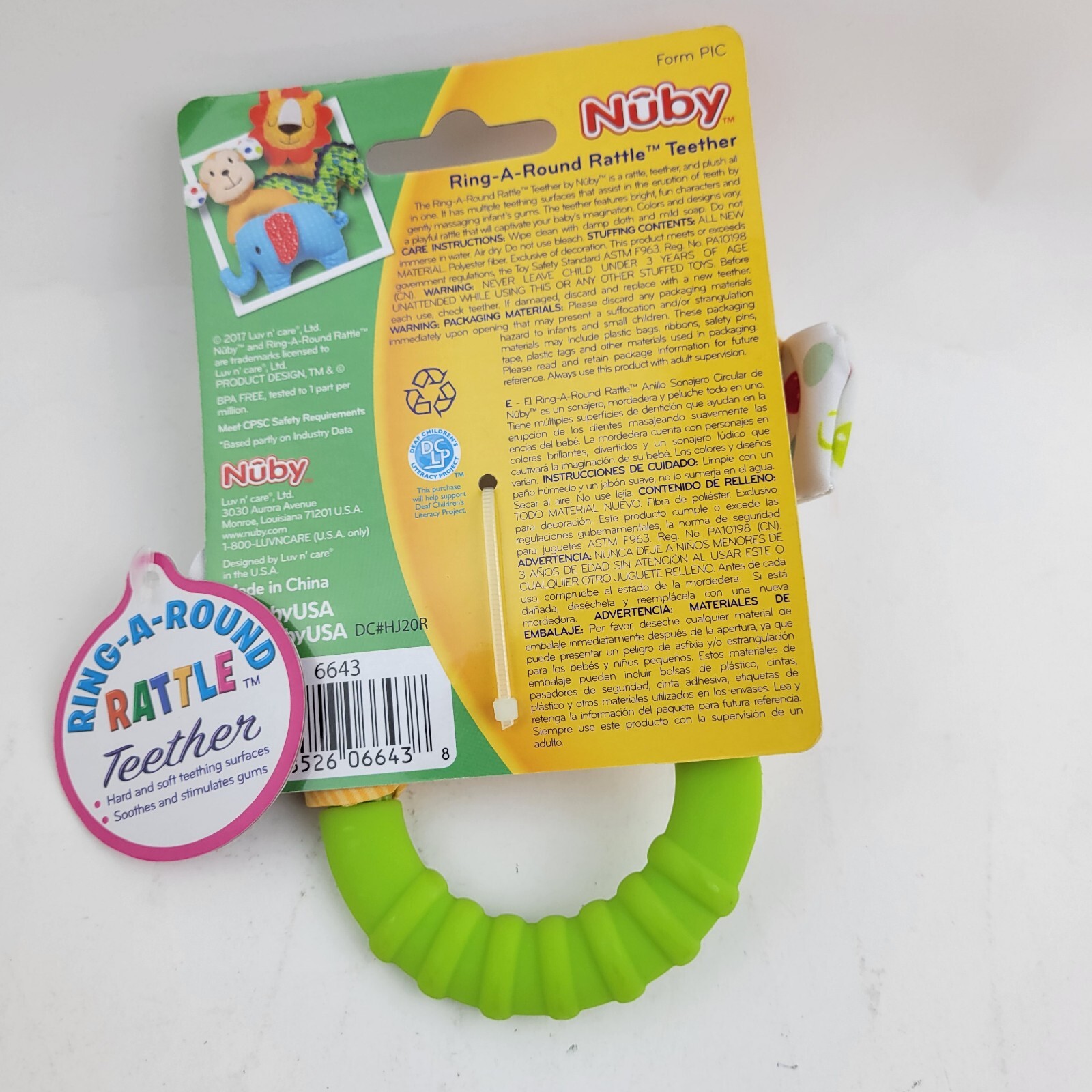 Nuby Soothing Teether Ring-A-Round Rattle. 3+months