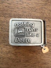 JOHN DEERE 1975 VINTAGE NOTHING RUNS LIKE A DEERE SILVER TONE BELT BUCKLE