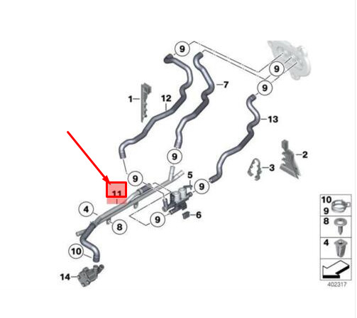 NEW BMW 7 F01 COLANT RETURN PIPE 64219228107 9228107 10-14  
