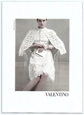 2013 Valentino Print Ad, Model Wearing Lace Dress Attached Cape Clutch Purse