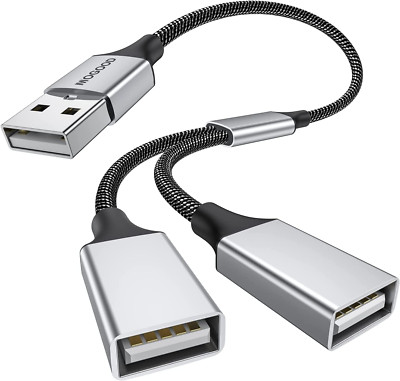 USB Splitter Cable USB Y Splitter Adapter Dual USB 2.0 Power Cord Extension for