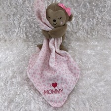 Carters Child of Mine I LOVE MOMMY Monkey Lovey Pink Plush Rattle Blanket