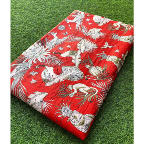 10 yards cotton Red Dress Making Fabric Animal print Fabric Sewing Material - Afbeelding 1 van 5