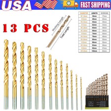 13Pcs HSS Titanium Coated Twist Drill Bit Set 1.5-6.5mm Hex Shank For wood Metal