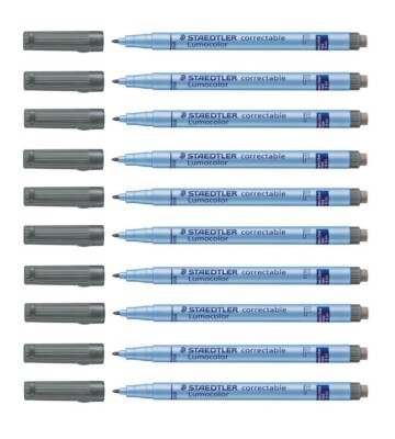10x Staedtler Lumocolor correctable NonPermanent Flipchart Marker schwarz 305F-9