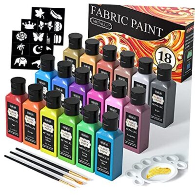 Metallic Fabric Paint,  18 Metallic Colors Permanent Soft Fabric Paint in 