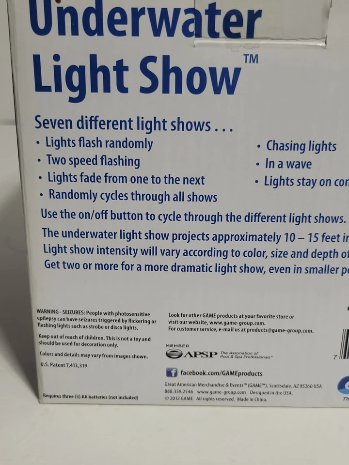 ИГРА 3550 ПОДВОДНОЕ СВЕТОВОЕ ШОУ ПЛАВАЮЩИЙ СВЕТОДИОДНЫЙ ДИСКО МЯЧ НОВЫЙ ~ ОТКРЫТАЯ КОРОБКА - Изображение 3 из 4