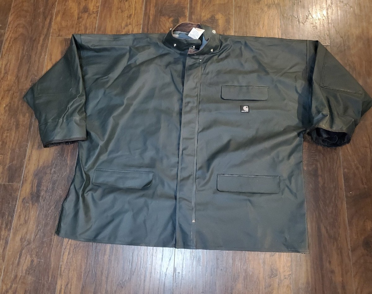 Carhartt C64GRN Heavy Duty PVC Rain Coat Jacket Green Men's 3XL NO