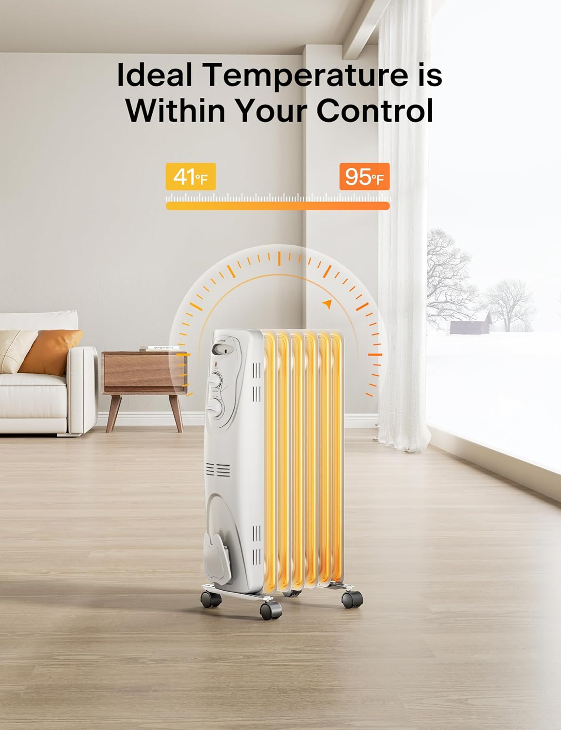 PHO15A2AGW, Basic Electric Oil Filled Radiator, 1500W Portable Full Room Radiant