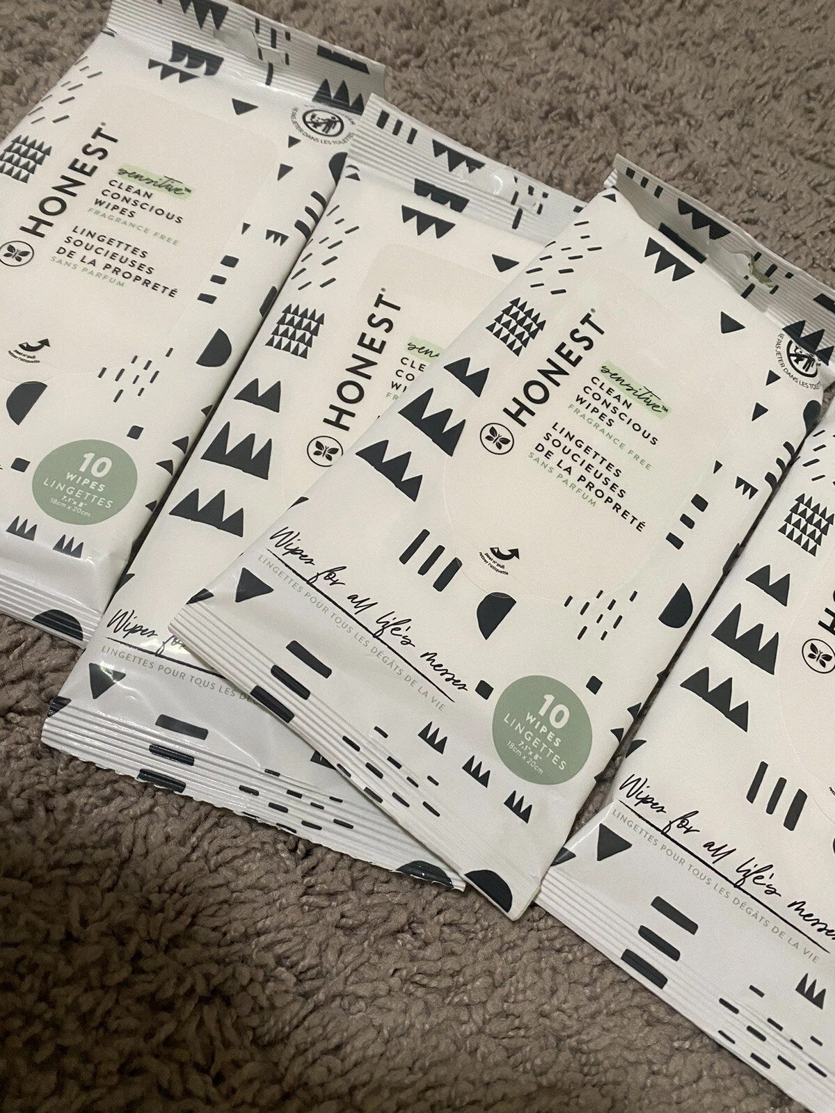 4 set honest sensitive baby wipes 10 wipes each total 40 Sample Size