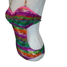 Vintage 1980s One Piece Swimsuit Open Sides Bare Back New Old Stock NWT Small S