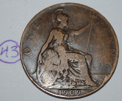 1909 Great Britain 1 Penny Edward VII UK Coin KM# 794.2 Lot #43 - 第 1/2 張圖片