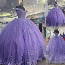 Off Shoulder Quinceanera Dresses Appliques Tulle Party Ball Gowns Sweet 15 Dress