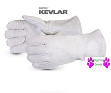 Mid Arm 13" LEATHER w/Kevlar DOG CAT BIRD FERRET REPTILE Animal Handling GLOVES