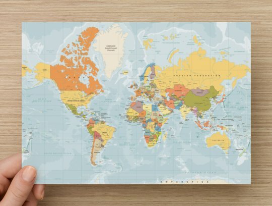 Global World Map Insert Card with Travel Bucket List A5 size pack
