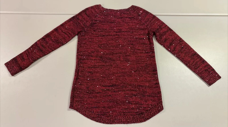 Suéter túnica Relativity para mujer rojo tejido manga larga detalle lentejuelas talla M Foto 2 de 4