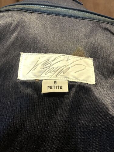 Vintage Lord Taylor Rain Coat Wool Lining Blue Button Front 8P 8 Petite Warm - Picture 3 of 9