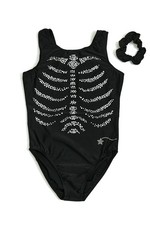 Gymnastics Leotard for Women, Crystal Ribcage Black Skeleton Halloween, Adult...