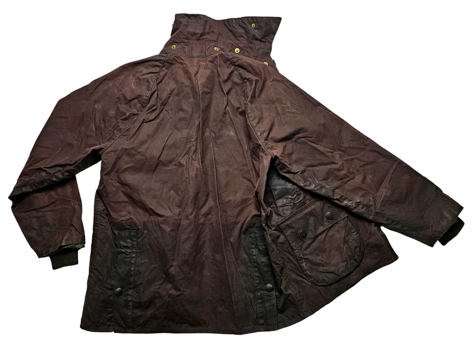 *HOT VTG Men's BARBOUR A103 BEDALE PARKA PLAID LINED BURGUNDY WAXED Jacket C36 S - Image 4 of 4