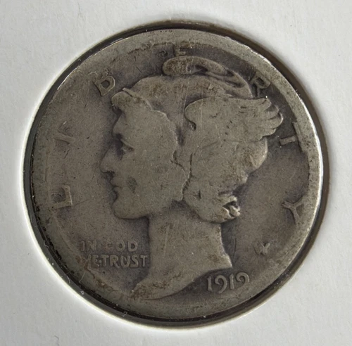 US 1919-S Mercury Silver Dime Good04 90% Silver