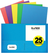 Folders with Pockets 25 Pack, Assorted Colors , 2 Pocket Folders Fit Letter Size