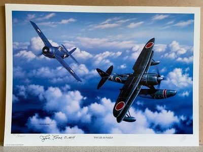 Grumman F4F Wildcat Luftfahrt Druck Fighter American Ace Joseph J Foss signiert