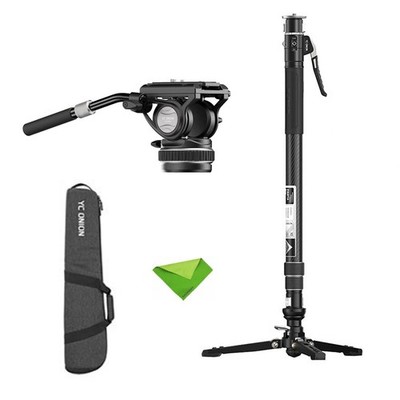 YC Onion Pineta Pro Carbon Fiber Monopod with FH75S Fluid Head and Pedal Base