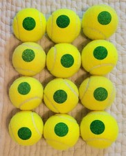 Lot of 12 GREEN DOT WILSON Tennis Balls - Best for Kids  Beginners USED