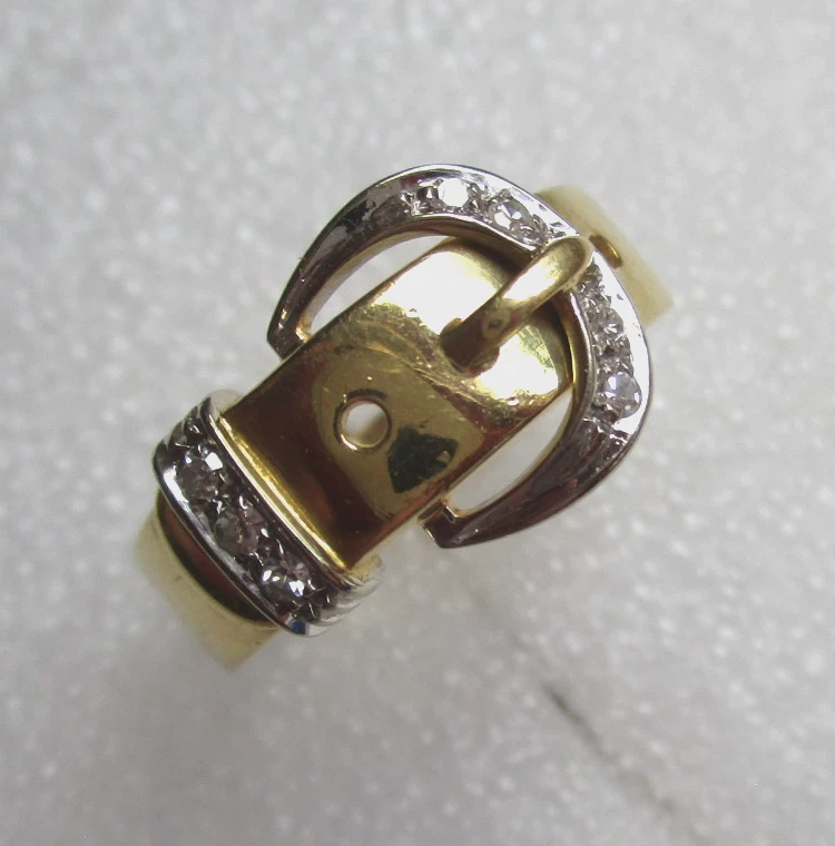Ring 750Gold 18Kt Gelbgold 7Diamanten je0,3ct - interessantes Gürteldesign RG 61 - Bild 4 von 4
