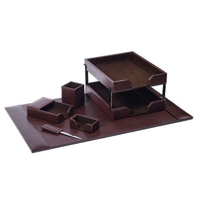 DACASSO Bonded Leather Desk Set - Luxury 18'' x 30'', Dark Brown
