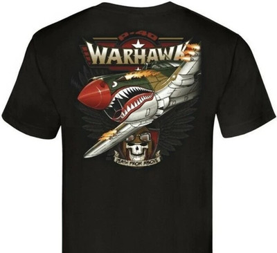 Warhawk Aircraft Flying Tigers MENS T-SHIRT (On Back)