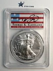 2021 P Silver Eagle PCGS MS70 Thomas Cleveland Singed Americana Label FDOI