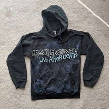 Rare 2003 Iron Maiden Live After Death Graphic Hoodie Size Small Faded 