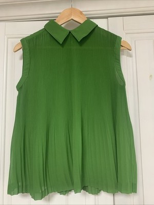 TED Baker Damen Sommer Bluse Grün Gr.1 Ohne Arm Top Zustand