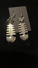 Sterling Silver Fish Bone Dangle Pierced Earrings / 925 Mexico — photo 1