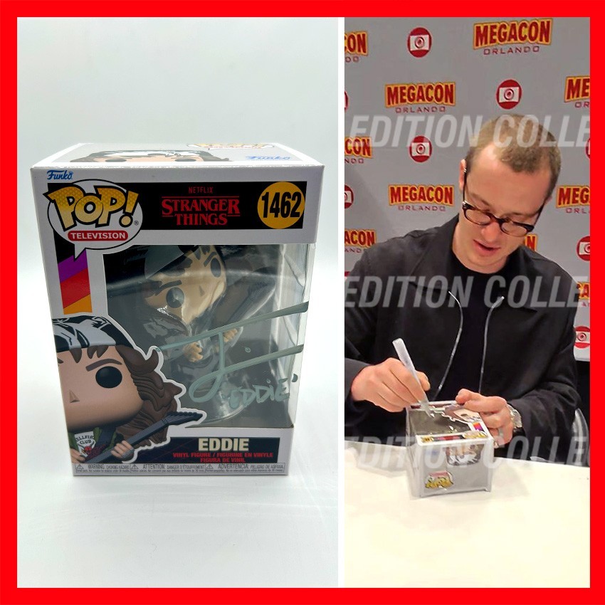 ¡Eddie Funko Pop firmado por Joseph Quinn! #1462 Stranger Things - certificado de autenticidad e imagen