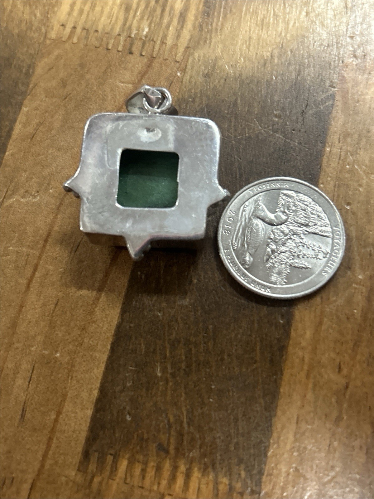 Sterling Silver Ruby Zoisite Square Pendant 16.32… - image 2