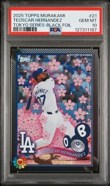 🔥🔥🔥PSA 10🔥🔥🔥2025 Topps Murakami TEOSCAR HERNANDEZ Tokyo Black Foil /10