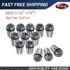 ER16 Spring Collet Set For CNC Milling Lathe Engraving Machine 1/32"-3/8" 12Pcs.