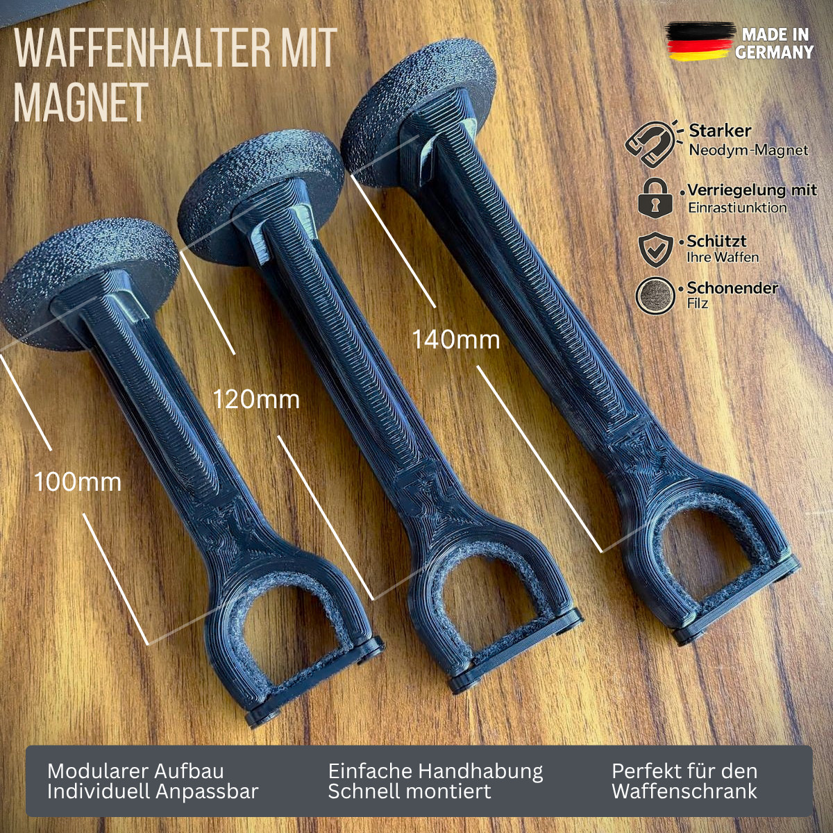 Langwaffenhalter Magnetisch | Verriegelbar | Waffenschrank Gewehrhalter Halter