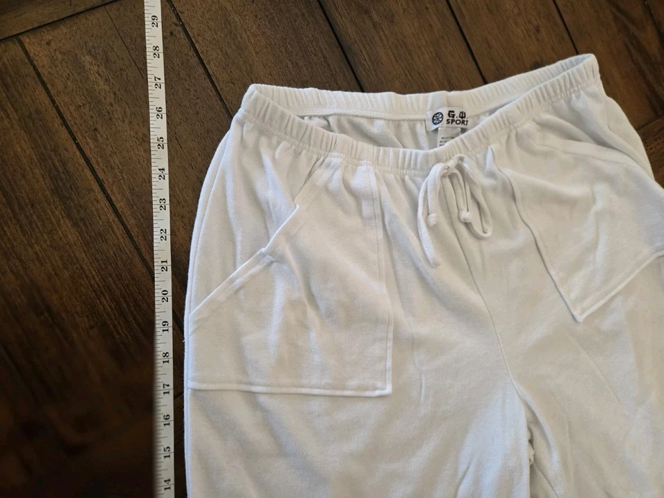 G.W. Pantalones deportivos deportivos lisos para mujer blancos deportivos 2XL Foto 3 de 4