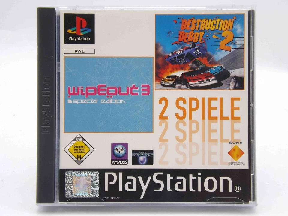 Wipeout 3: Special Edition + Destruction Derby 2 (Sony PlayStation 1/2) PS1 Spie - Bild 1 von 1